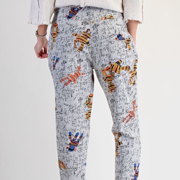 New Easel Novelty Print Jogger Women's Math Equation Monkey Artsy Lounge Pants - Picture 4 of 8